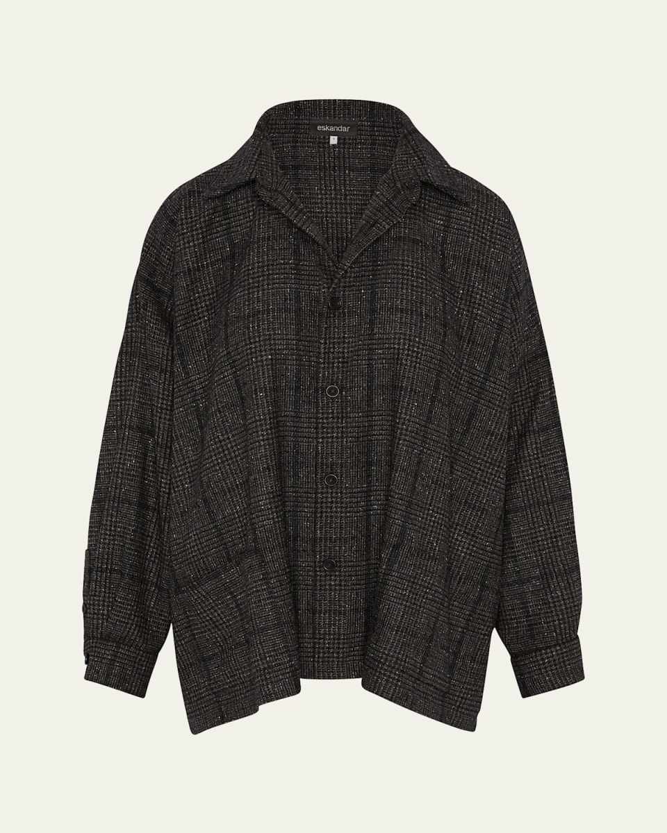 Wide A-Line Shirt Jacket With Collar (Mid Plus Length)